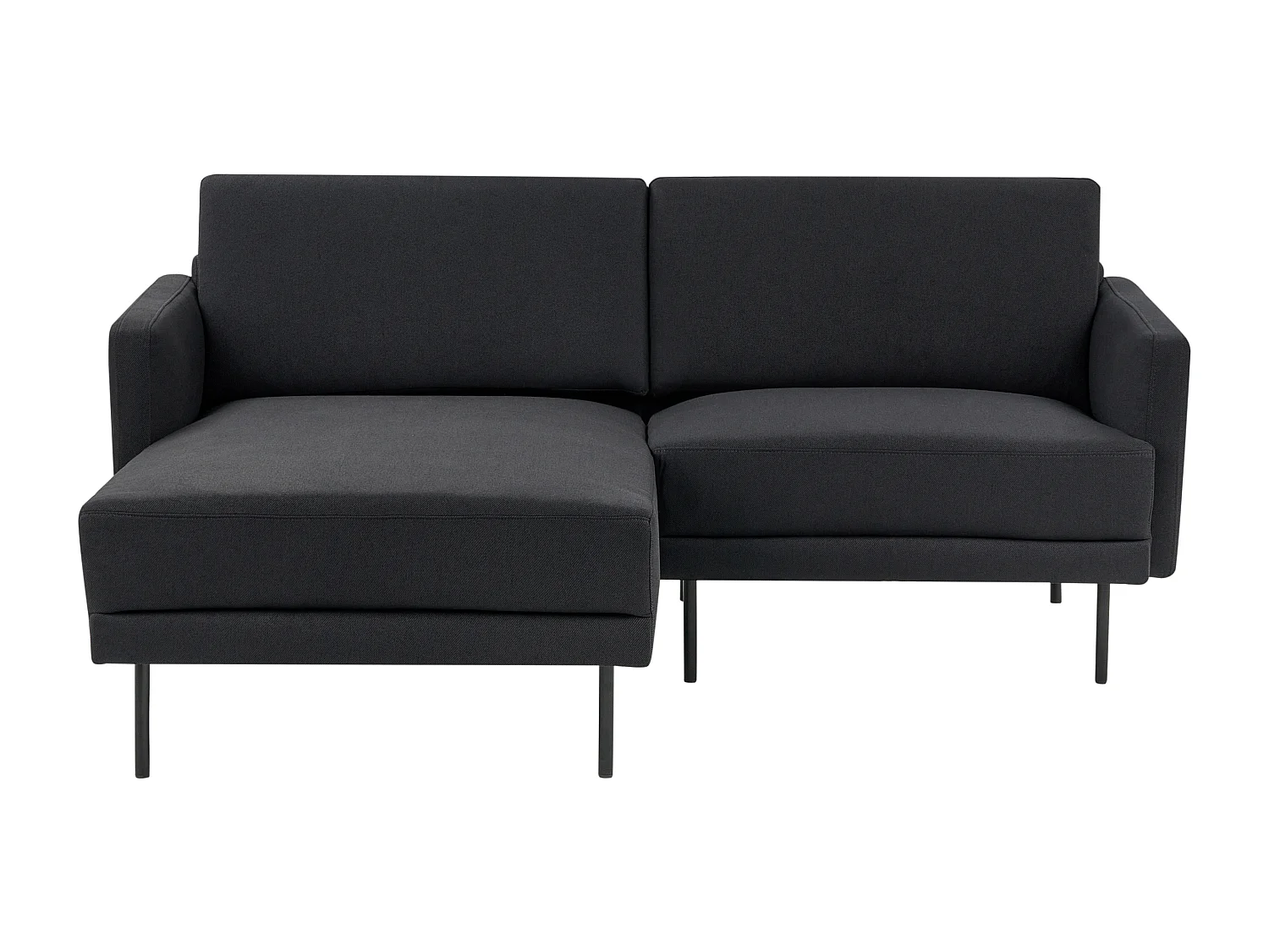 Ecksofa BREDA Stoff Schwarz 2-Sitzer rechtsseitig