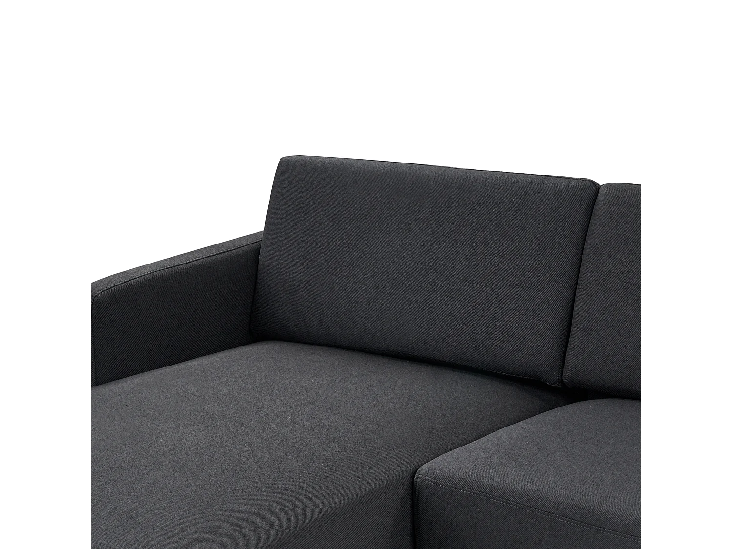 Sofá de canto BREDA Tecido Preto 2 lugares à direita