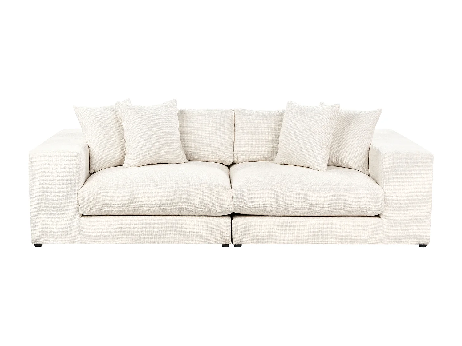 3-Sitzer Sofa Stoffbezug creme weiß mit Armlehnen dicken Kissen Glorvika II