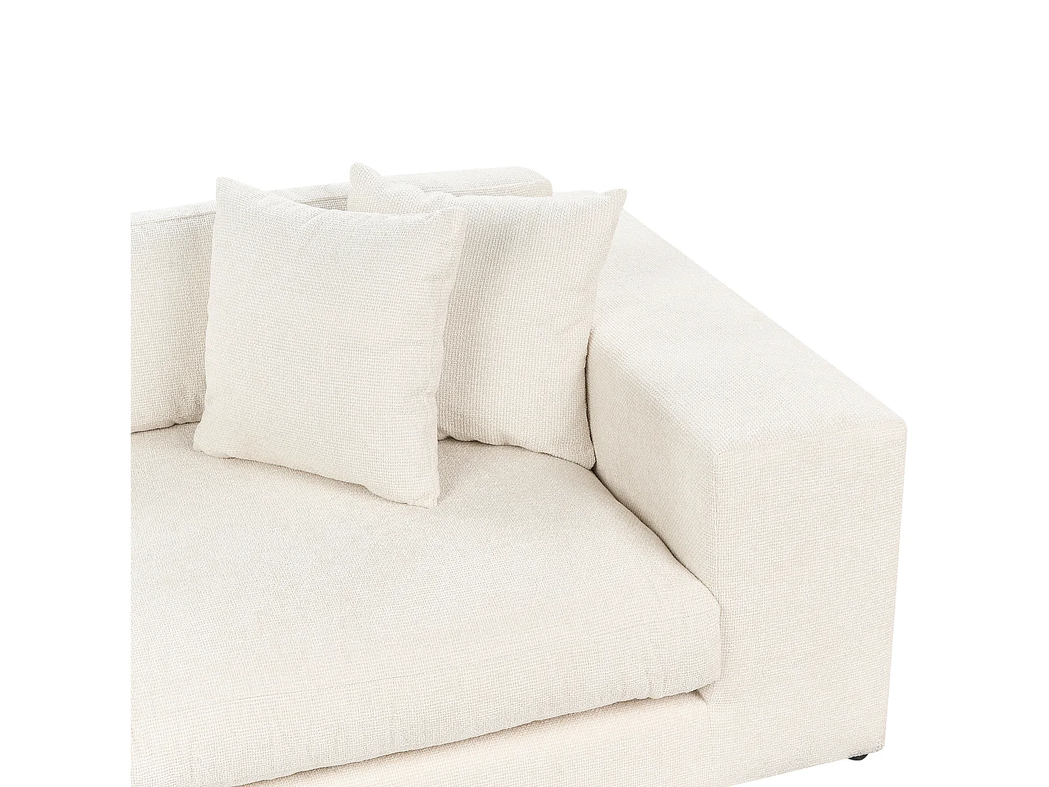3-Sitzer Sofa Stoffbezug creme weiß mit Armlehnen dicken Kissen Glorvika II