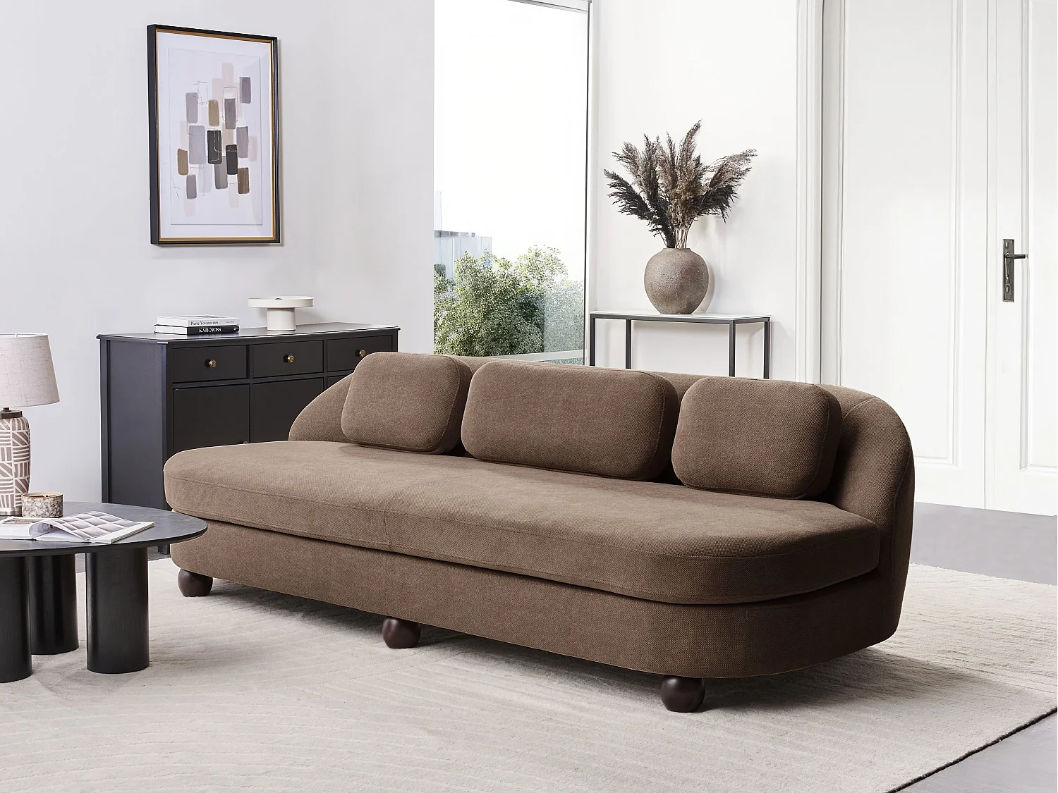 Divano FANSEN Tessuto Marrone chiaro 3 posti