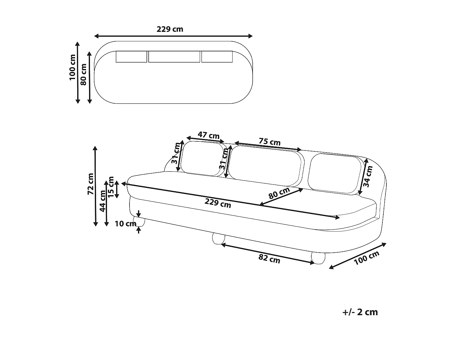 Divano FANSEN Tessuto Marrone chiaro 3 posti