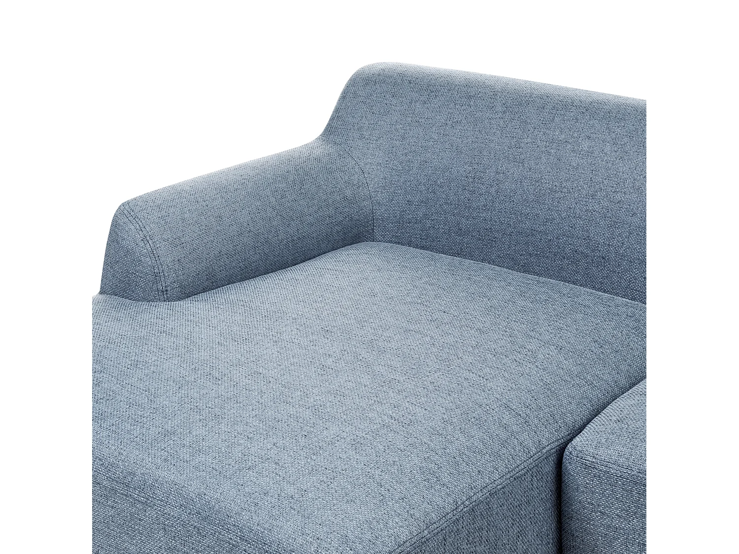 3-Sitzer Ecksofa Stoffbezug blau mit Chaiselounge rechts hohe Holzbeine Sosjo
