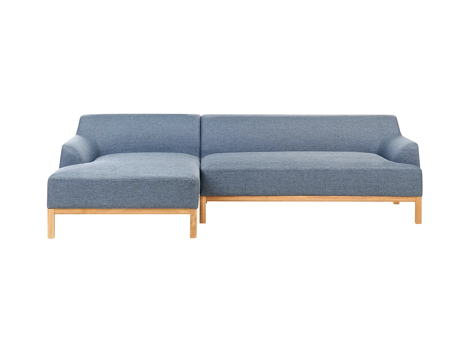 Canapé d'Angle à gauche Pieds en Bois Meuble Coin de Salon en Tissu Polyester Bleu Sosjo
