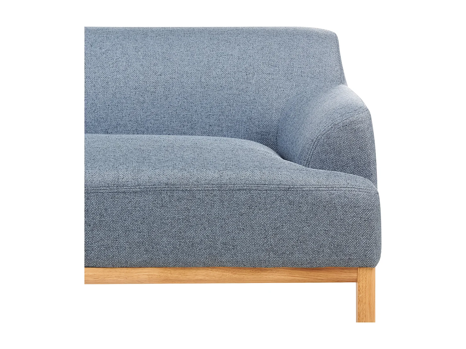 3-Sitzer Ecksofa Stoffbezug blau mit Chaiselounge rechts hohe Holzbeine Sosjo