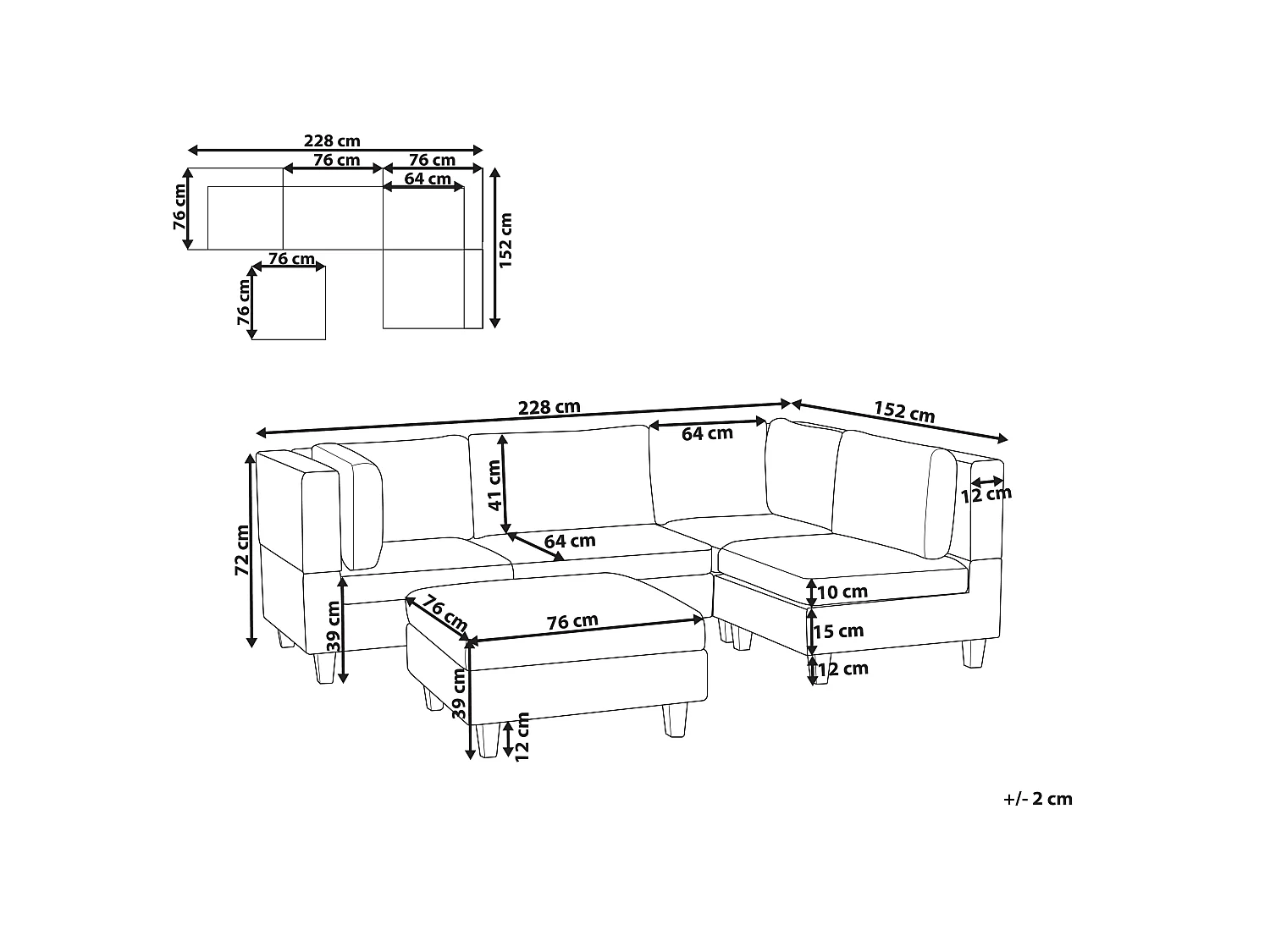 UNSTAD Tessuto Blu 4 posti Lato Sinistro