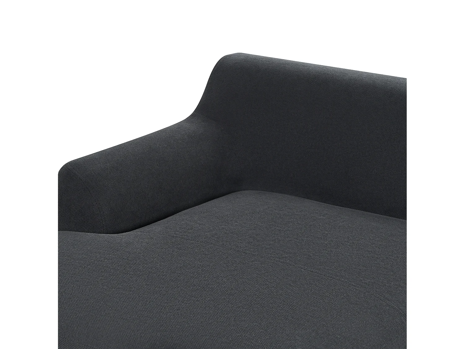 3-Sitzer Ecksofa Stoffbezug schwarz mit Chaiselounge rechts hohe Holzbeine Sosjo