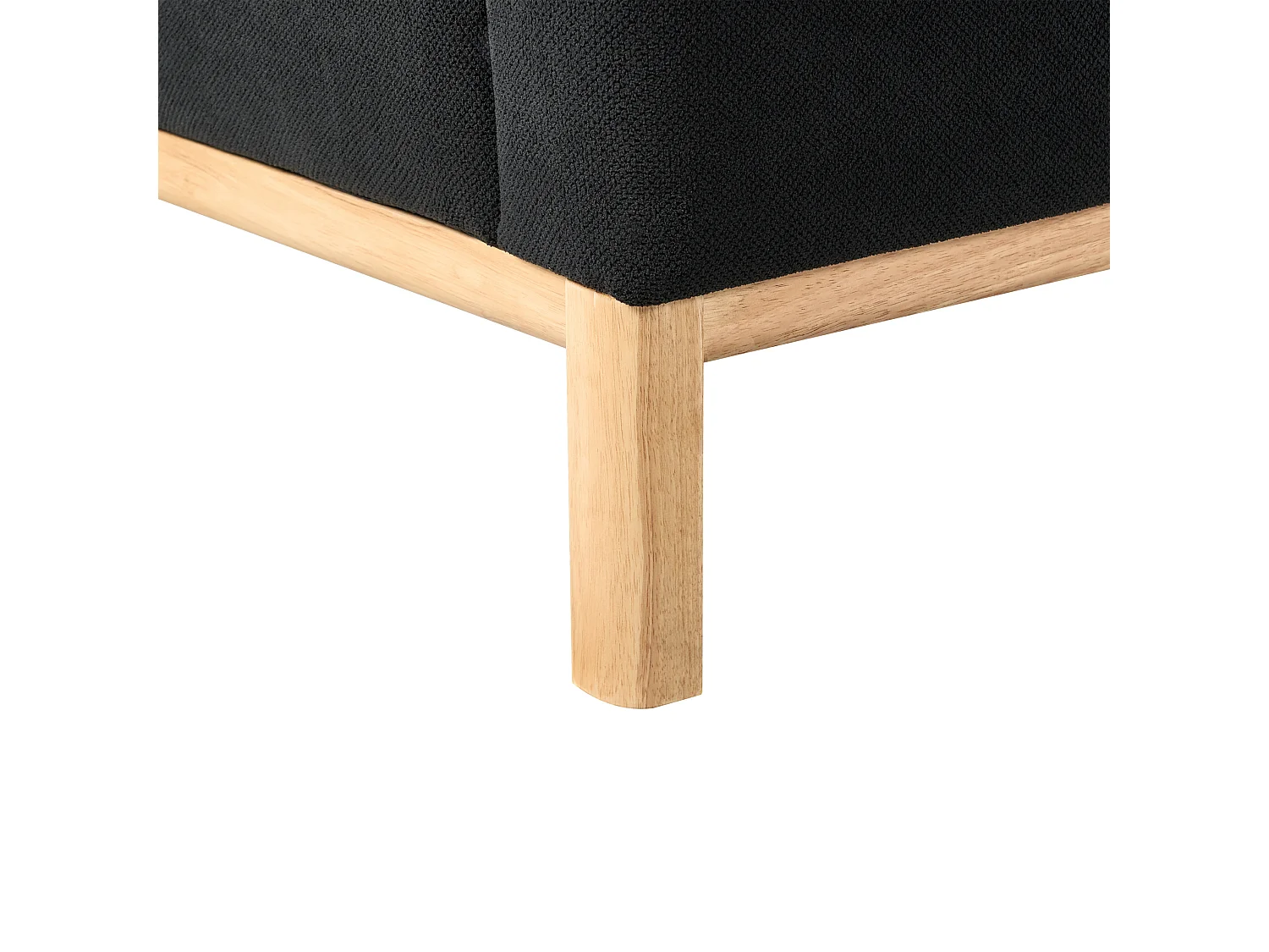 3-Sitzer Ecksofa Stoffbezug schwarz mit Chaiselounge rechts hohe Holzbeine Sosjo