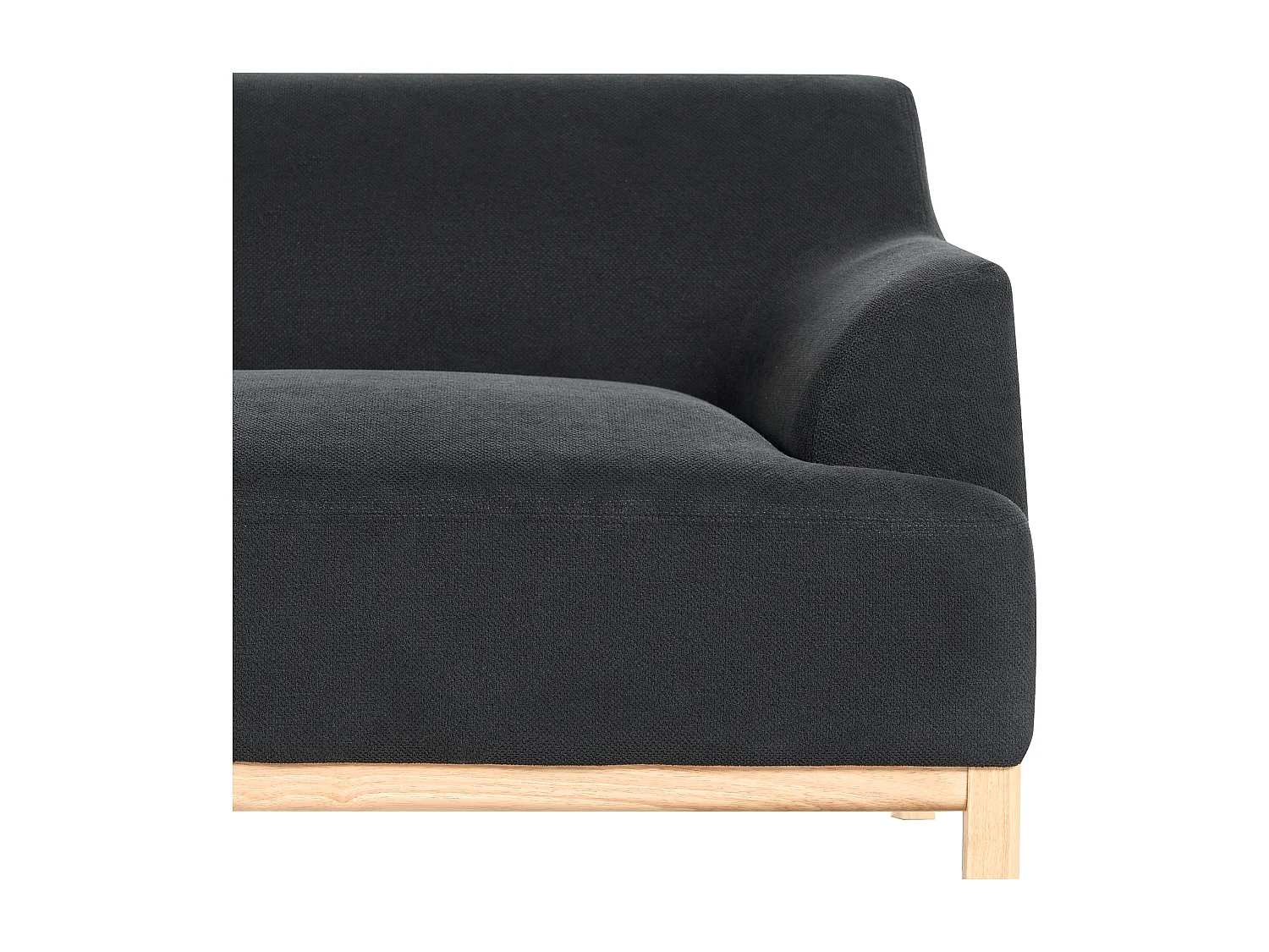 Canapé d'Angle à gauche Pieds en Bois Meuble Coin de Salon en Tissu Polyester Noir Sosjo