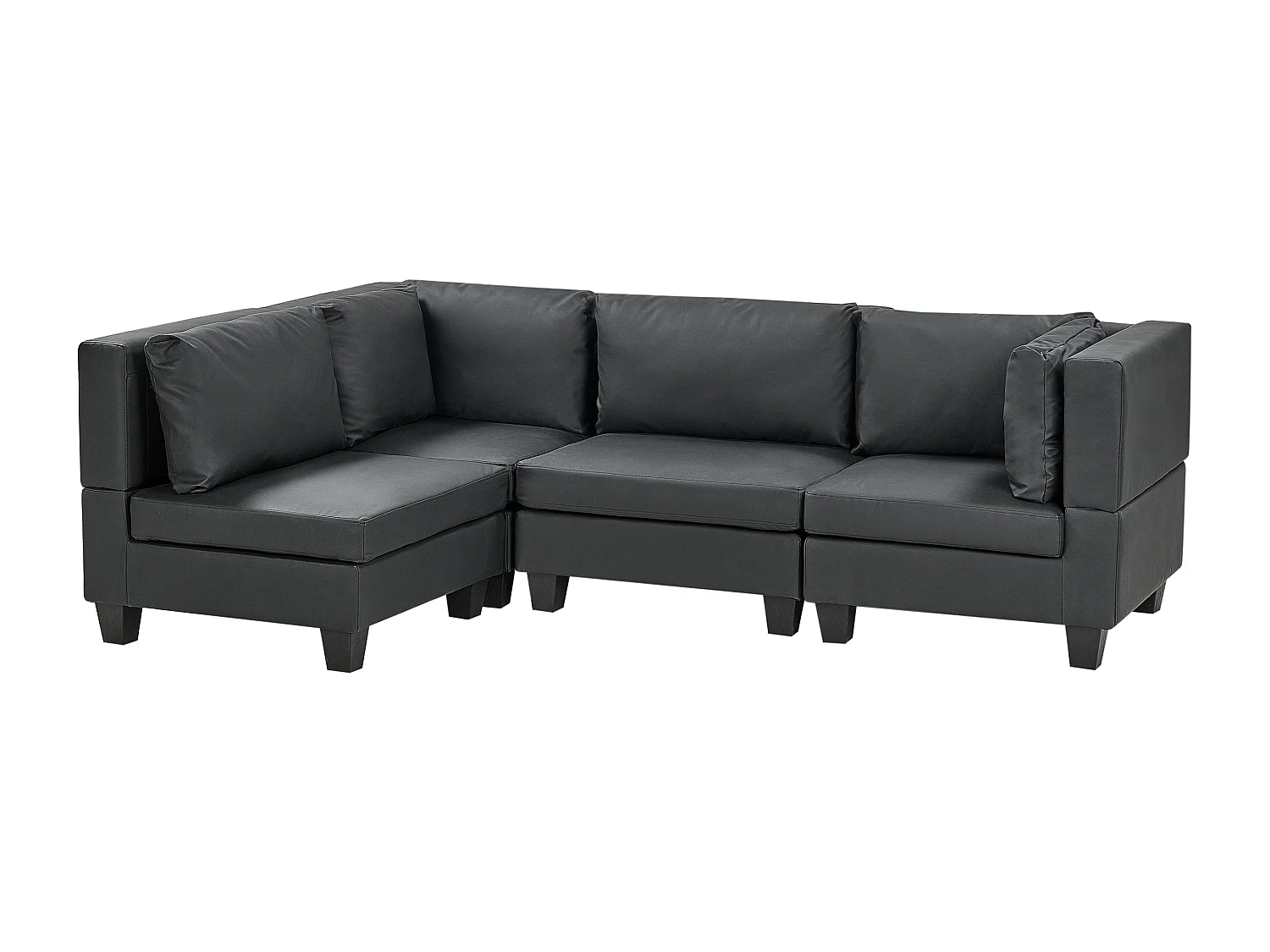 Canapé d'angle modulable 4 places UNSTAD Cuir PU Noir Côté droit