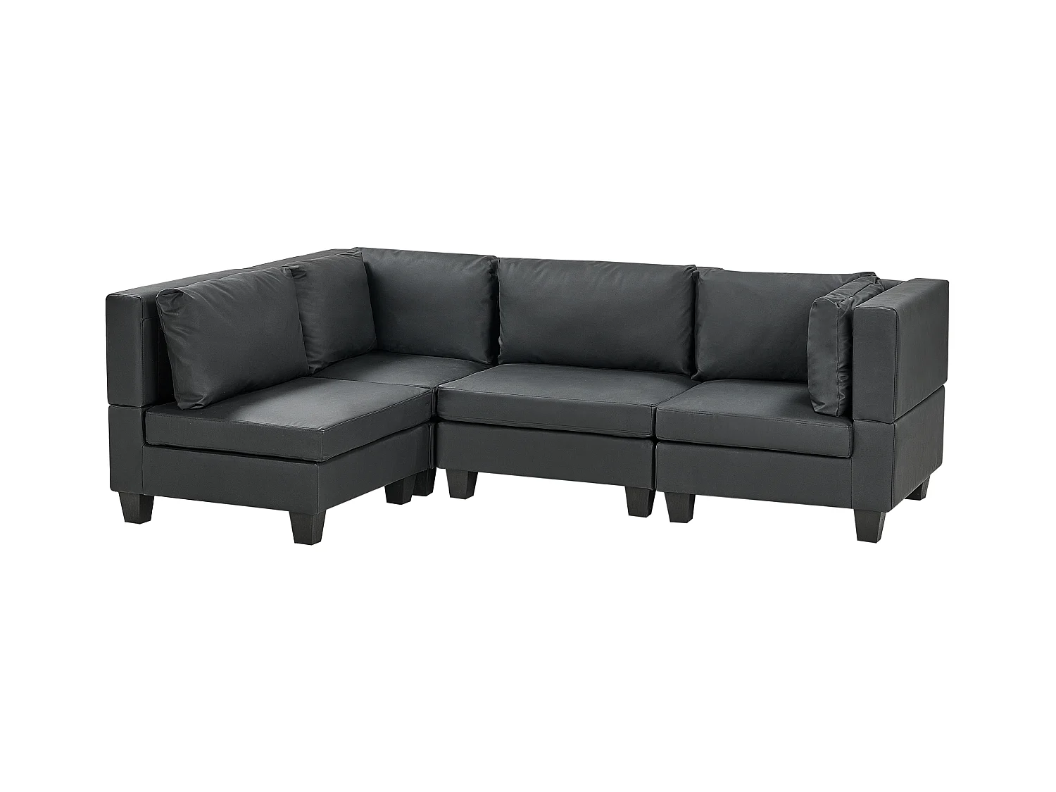 Canapé d'angle modulable 4 places UNSTAD Cuir PU Noir Côté droit
