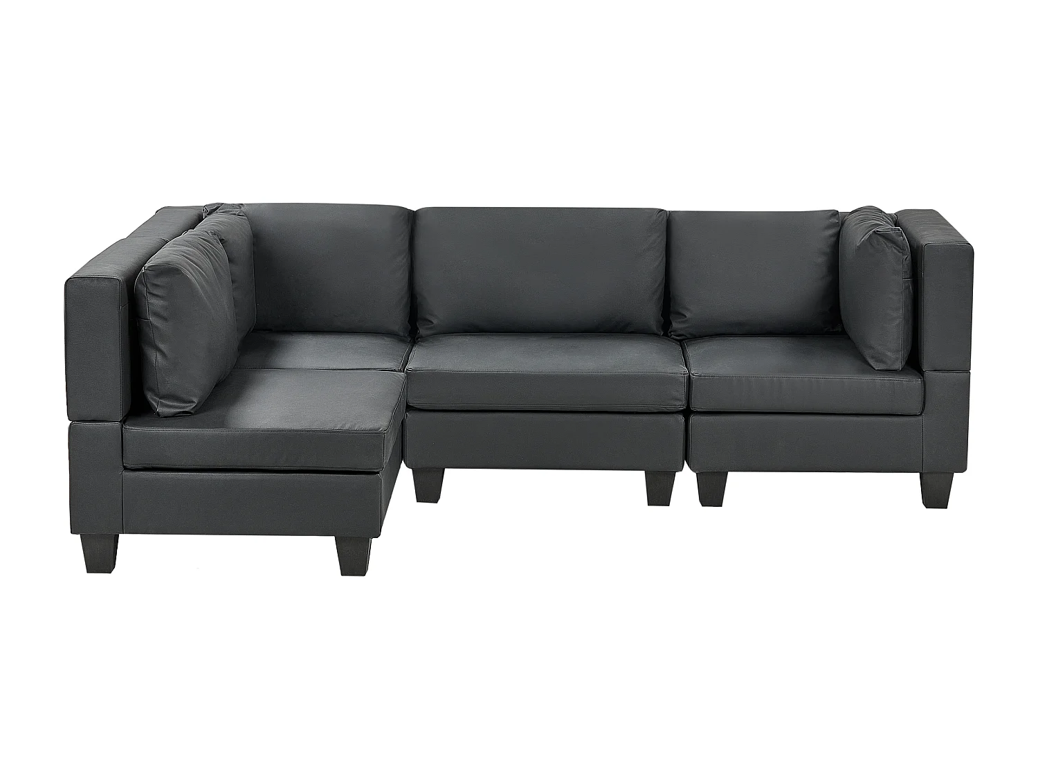 Canapé d'angle modulable 4 places UNSTAD Cuir PU Noir Côté droit