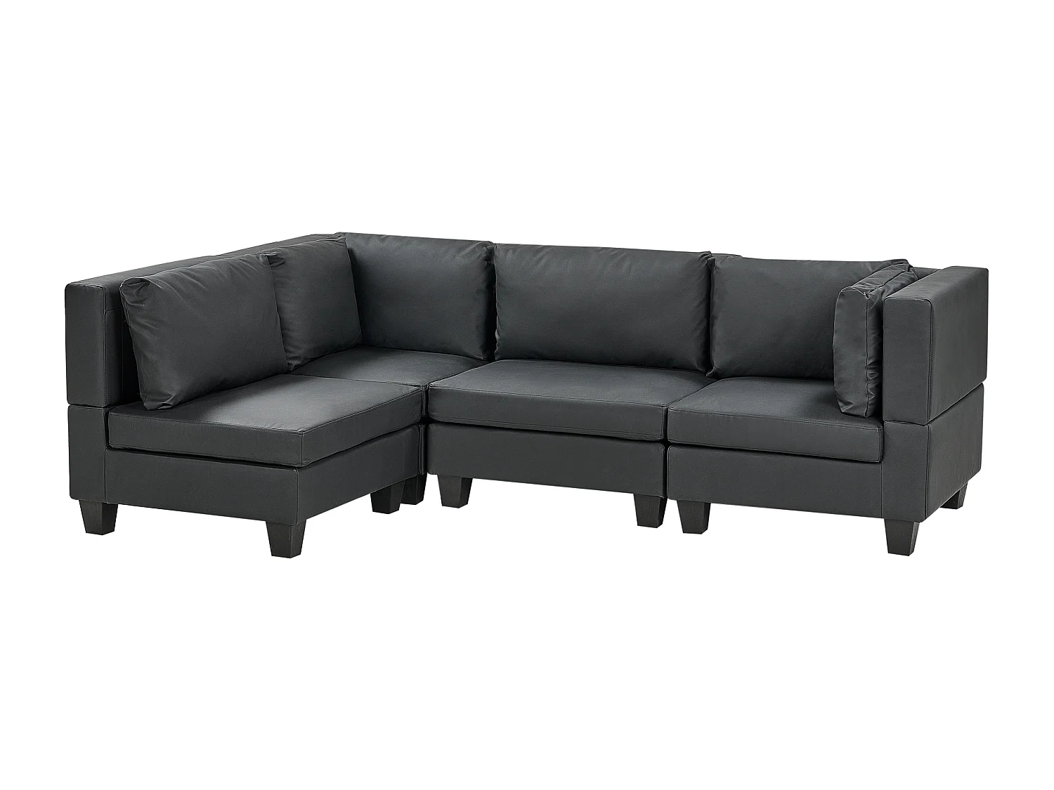 Canapé d'angle modulable UNSTAD Cuir PU Noir 4 places Côté droit