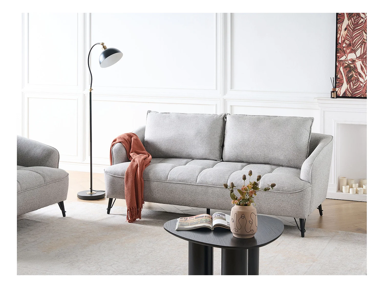 Canapé 3 places HOBRO Tissu Gris