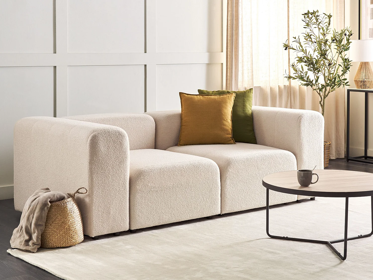 Canapé modulable 2 places FALSTERBO Bouclé Beige clair