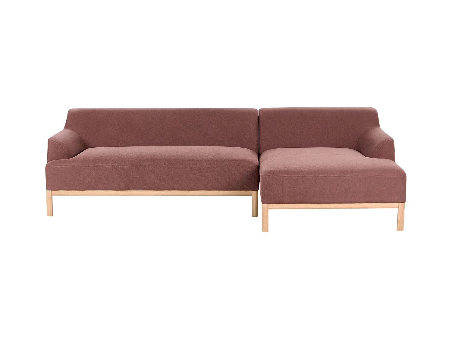 Canapé d'Angle à droite Pieds en Bois Meuble Coin de Salon en Tissu Polyester Rouge Bordeaux Sosjo