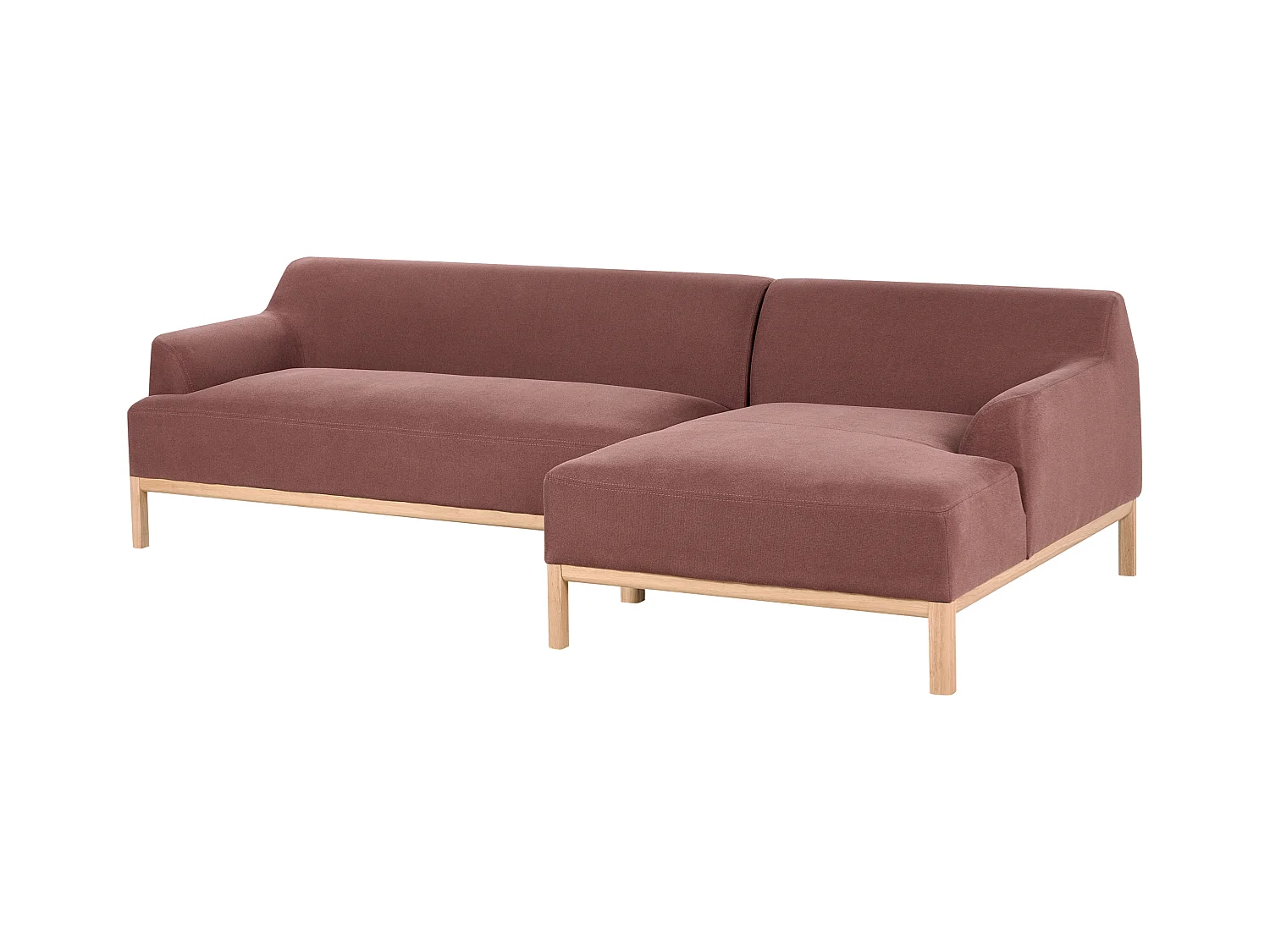 Canapé d'Angle à droite Pieds en Bois Meuble Coin de Salon en Tissu Polyester Rouge Bordeaux Sosjo