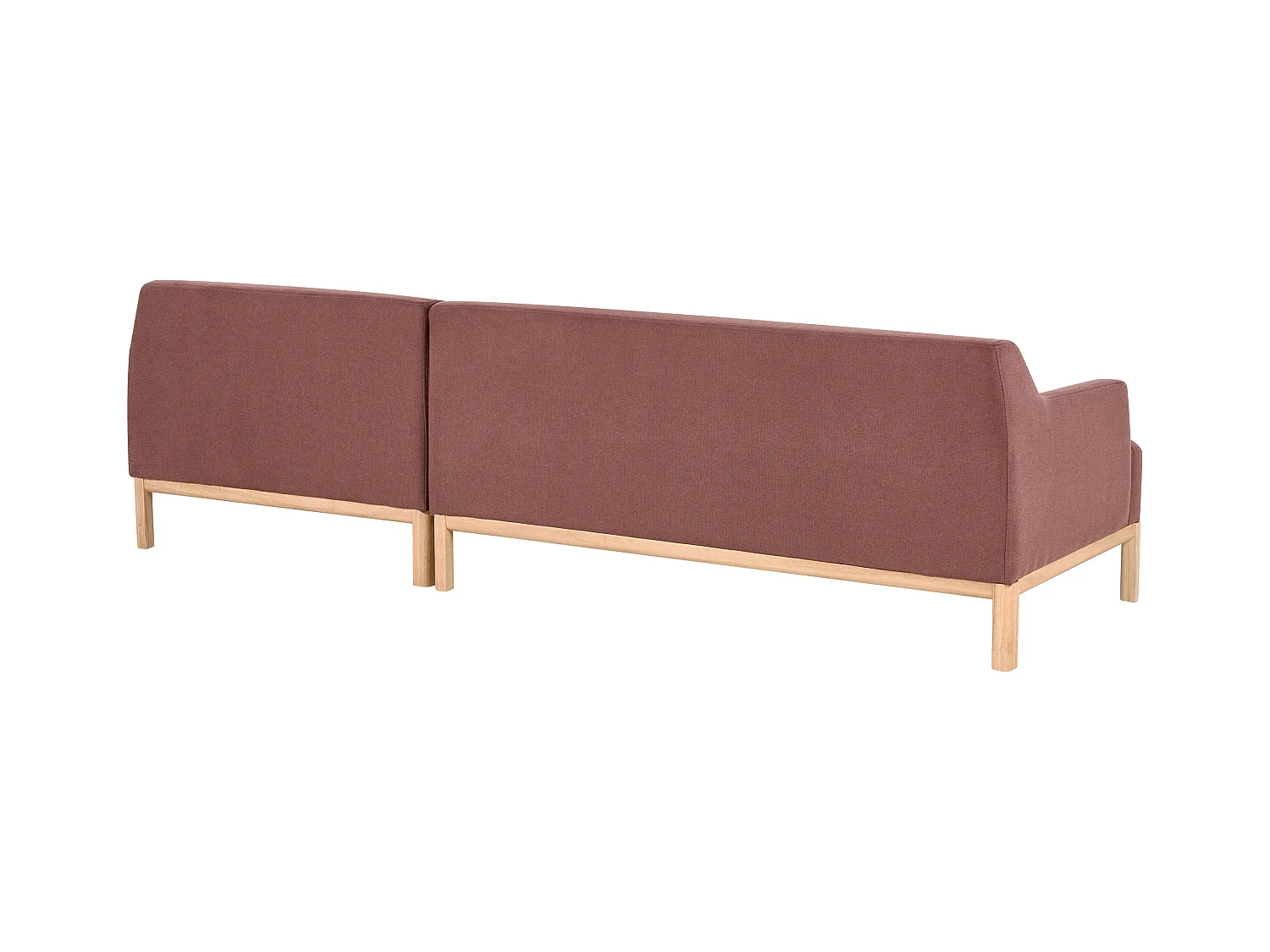 Canapé d'Angle à droite Pieds en Bois Meuble Coin de Salon en Tissu Polyester Rouge Bordeaux Sosjo