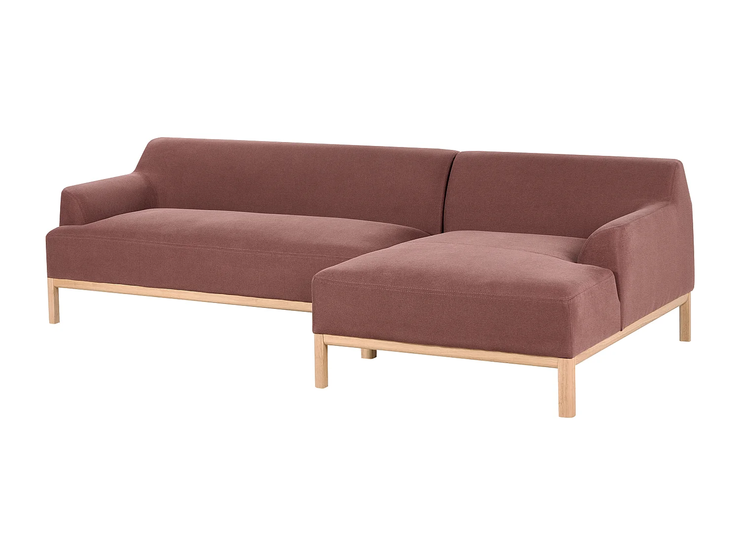 Canapé d\'Angle à droite Pieds en Bois Meuble Coin de Salon en Tissu Polyester Rouge Bordeaux Sosjo