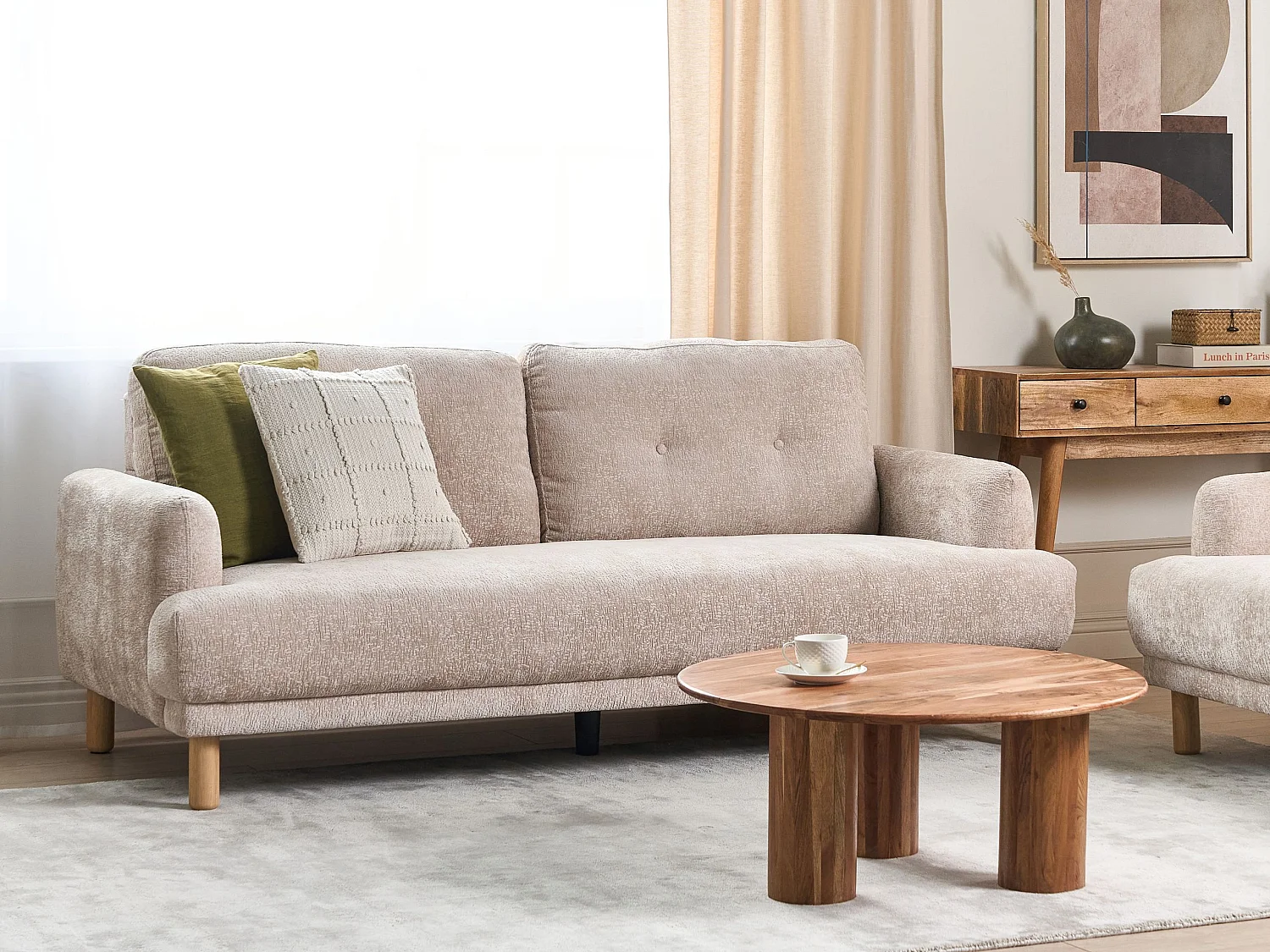 Sofa TUVE Bouclé Beige 3-Sitzer