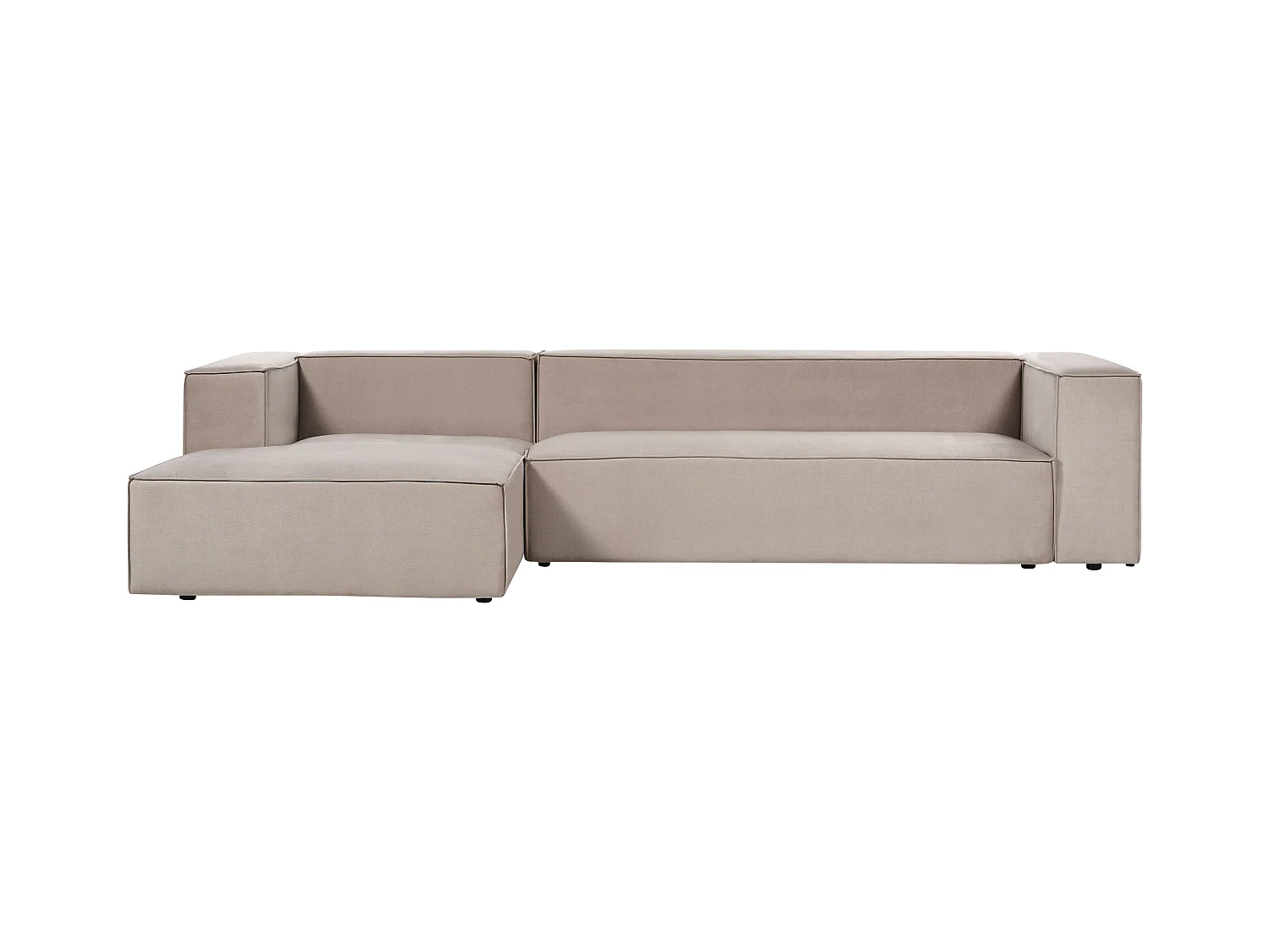 Canapé d'Angle Côté Droit 3 Places en Velours Taupe Minimaliste Rembourré Vernon