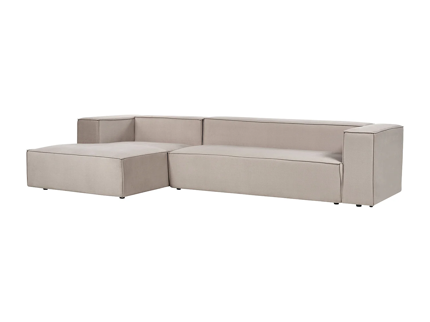 Ecksofa VERNON Samtstoff Taupe 3-Sitzer rechtsseitig