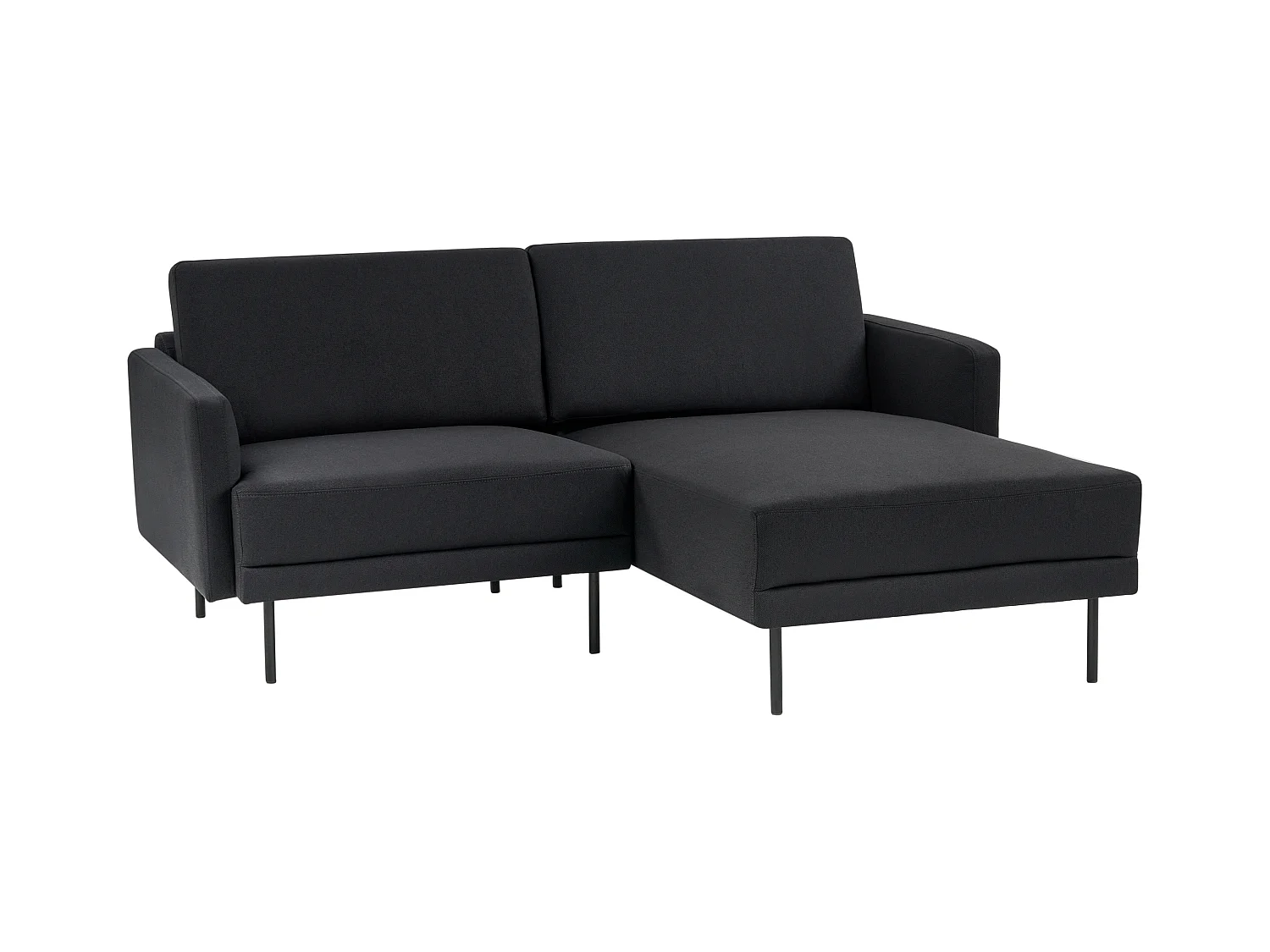 2-Sitzer Ecksofa mit hohen Metallbeinen schwarz linksseitig Glamour Modern Breda