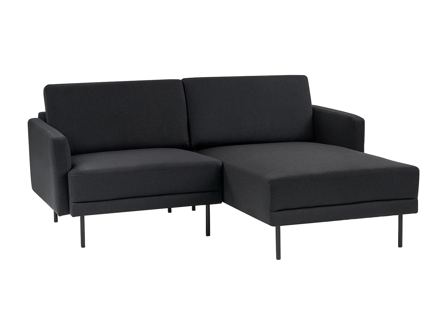 Canapé d'angle 2 places BREDA Tissu Noir Côté gauche