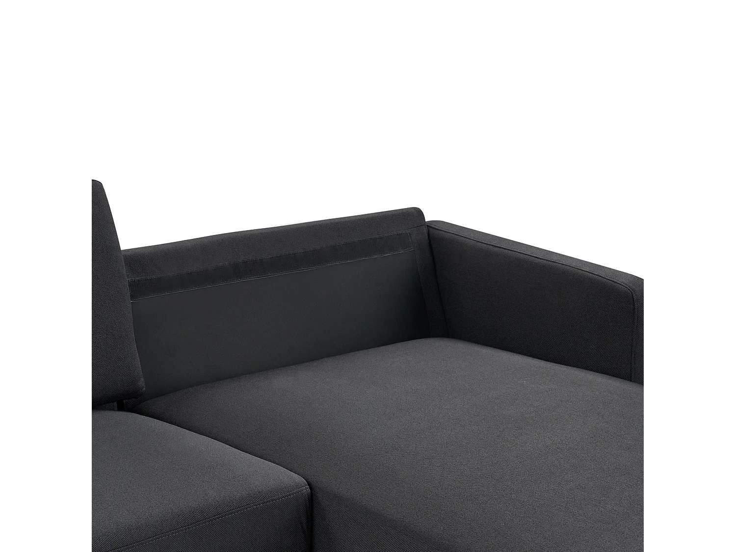 Canapé d'angle 2 places BREDA Tissu Noir Côté gauche