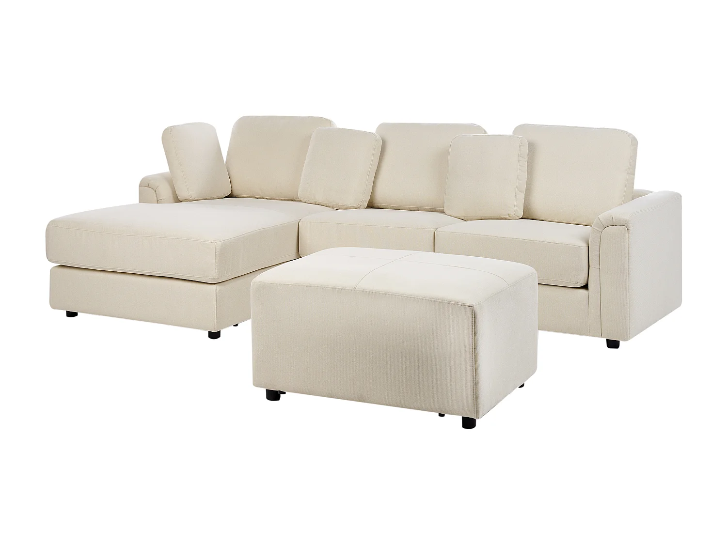 Divano angolare KOHLO Tessuto Beige chiaro con ottomana 4 posti Lato destro