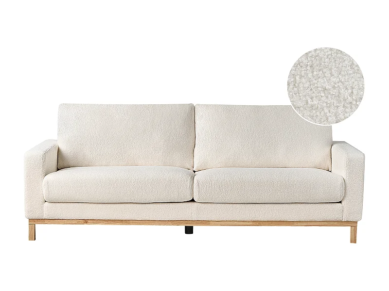 Sofá SIGGARD Bouclé Branco 3 lugares