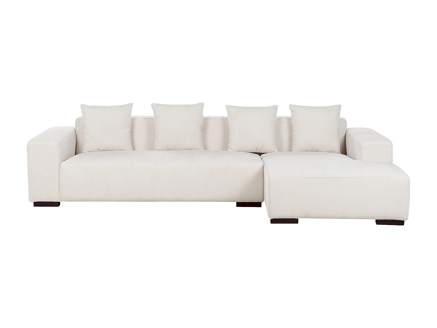 Hoekbank LUNGO Corduroy Gebroken wit Met ottomaan 4-zitter Linkerzijde