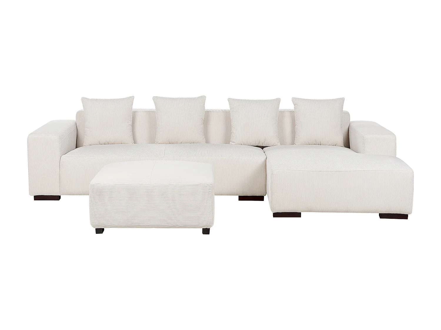 Sofá de canto LUNGO Bombazine Branco creme com repousa-pés 4 lugares à esquerda