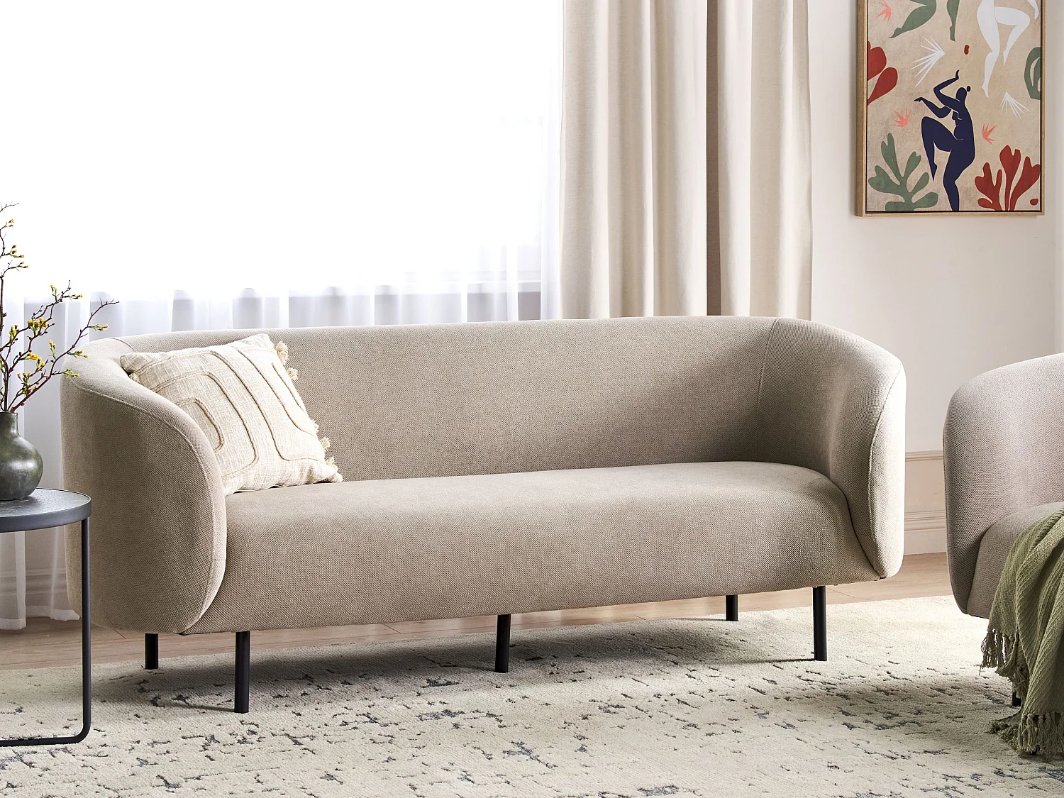 Sofa LOEN Stoff Taupe 3-Sitzer