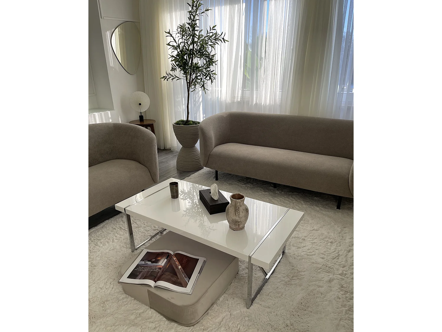 Canapé 3 places en tissu taupe LOEN