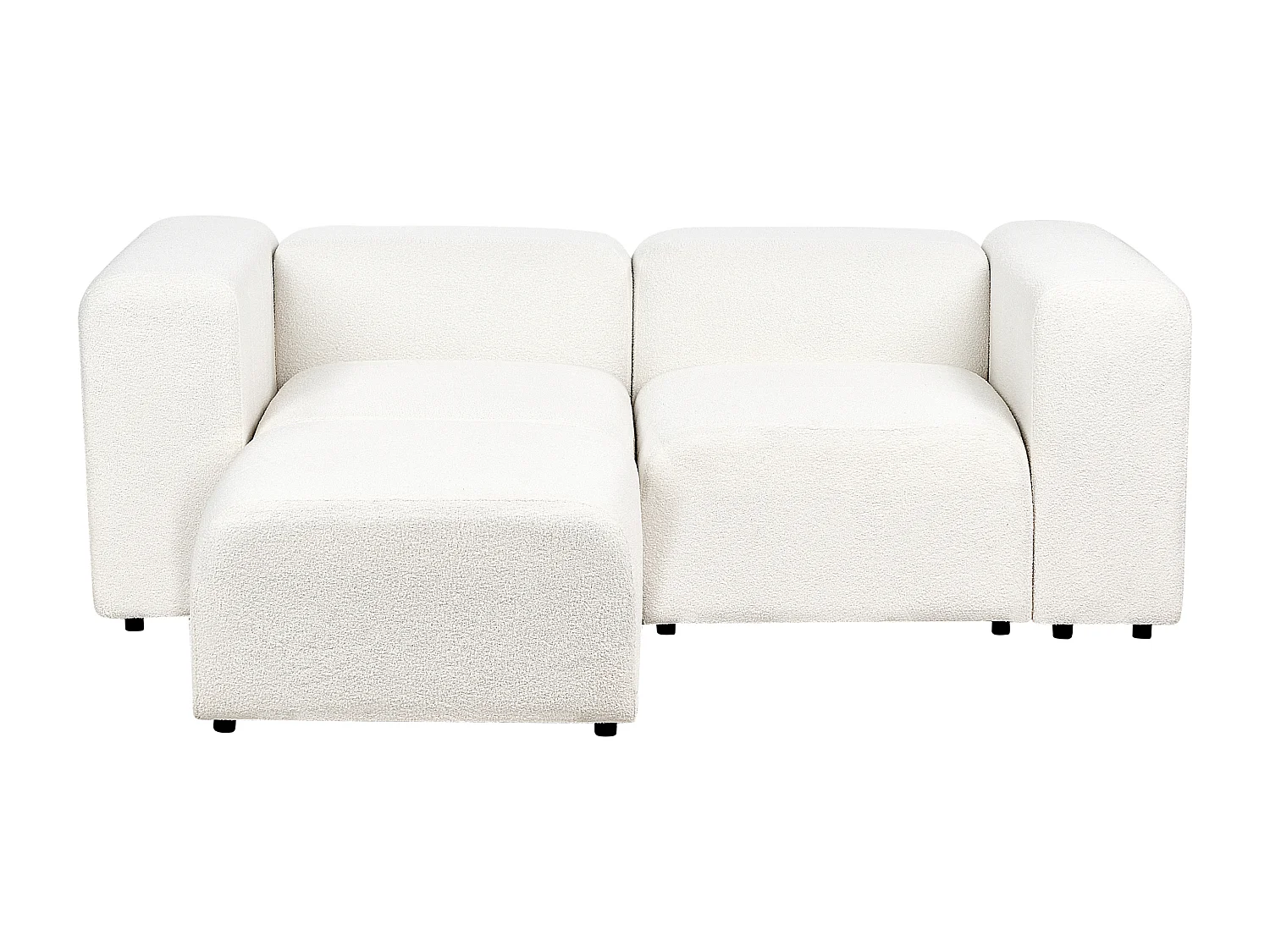 Canapé modulable 2 places FALSTERBO Bouclé Blanc avec ottoman