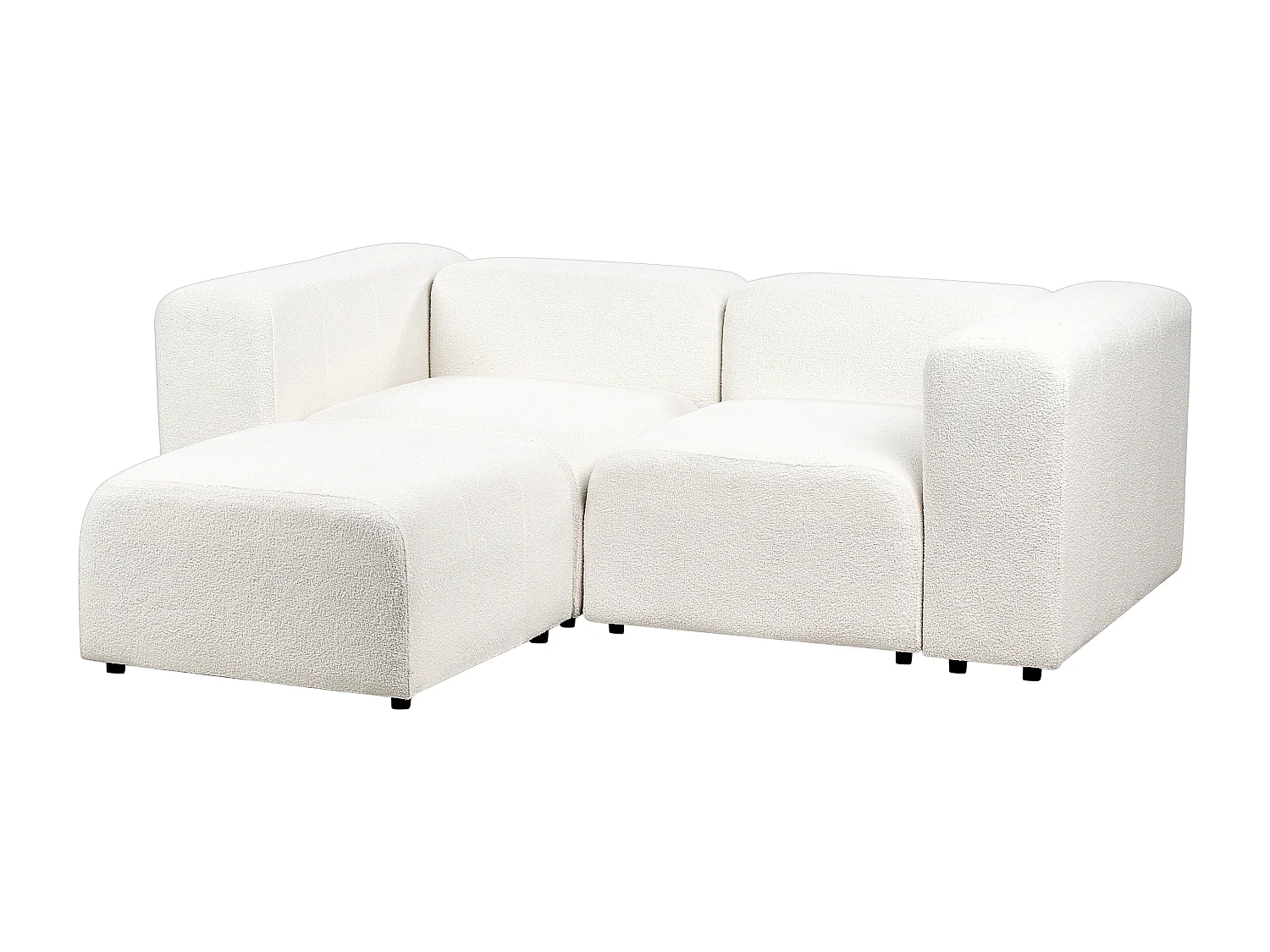 Canapé modulable 2 places FALSTERBO Bouclé Blanc avec ottoman