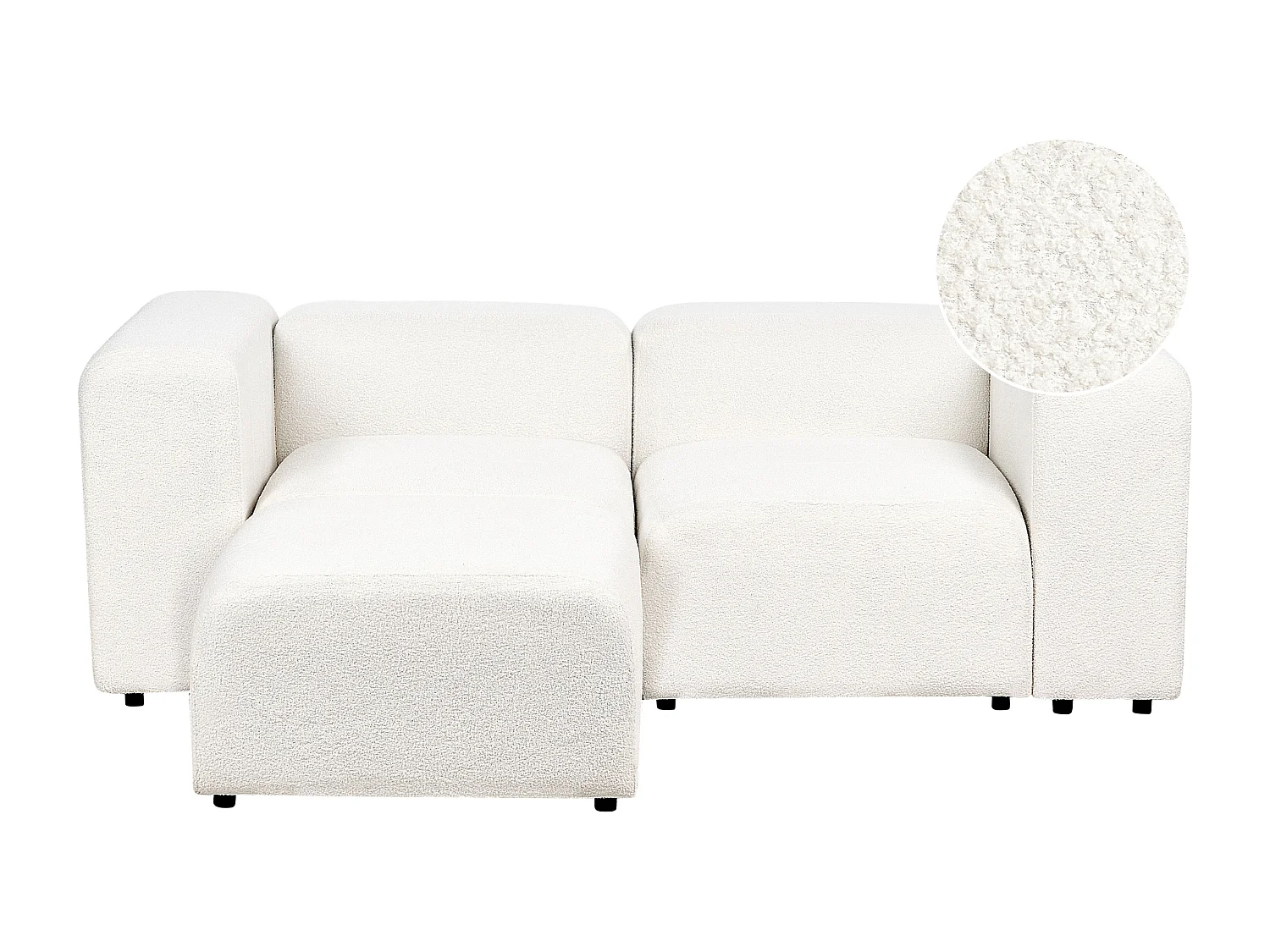 Canapé modulable 2 places FALSTERBO Bouclé Blanc avec ottoman