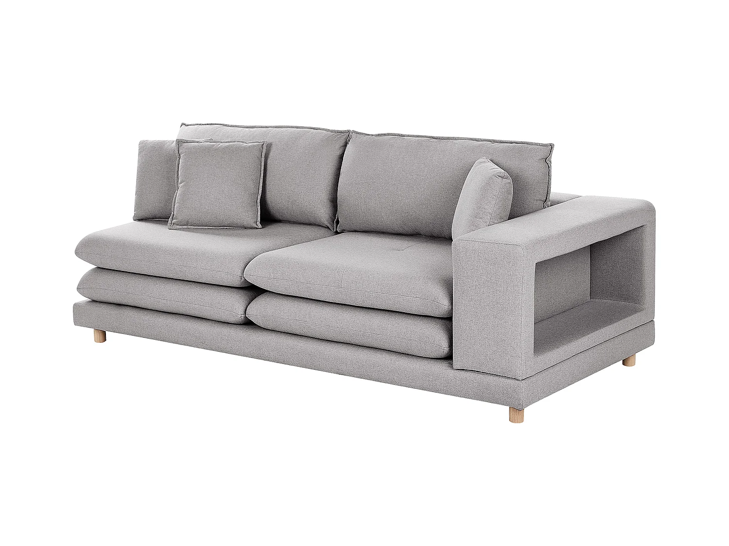 Canapé 2 places HEDEN Tissu Gris avec coussin