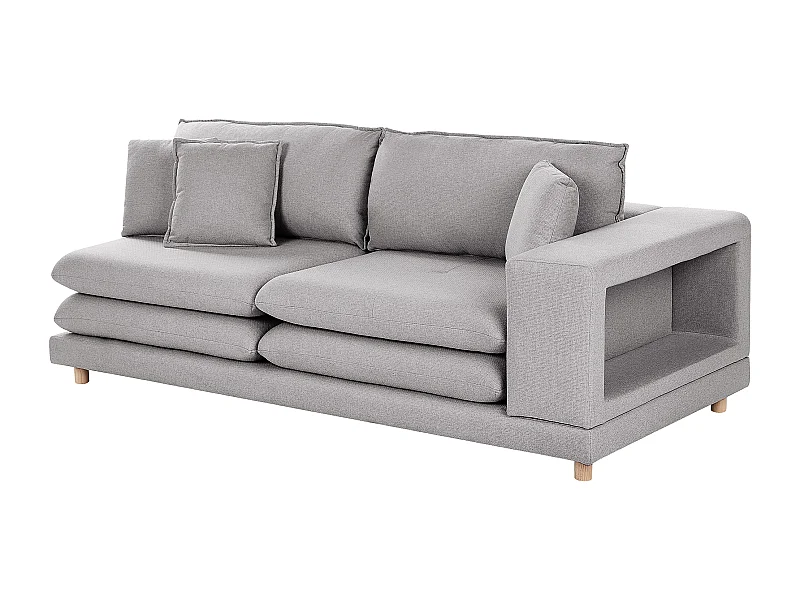 Canapé 2 places HEDEN Tissu Gris avec coussin