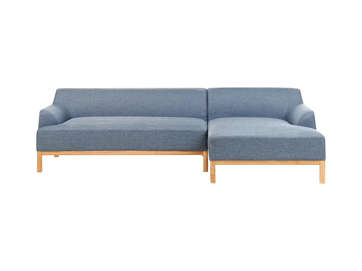 Canapé d'Angle à droite Pieds en Bois Meuble Coin de Salon en Tissu Polyester Bleu Sosjo