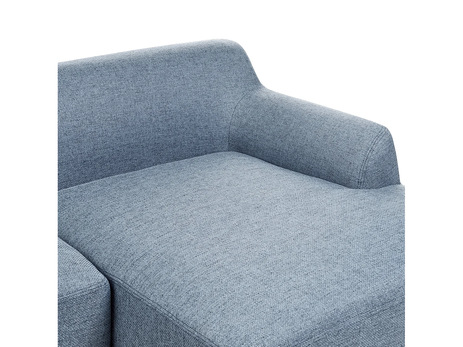 3-Sitzer Ecksofa Stoffbezug blau mit Chaiselounge links hohe Holzbeine Sosjo