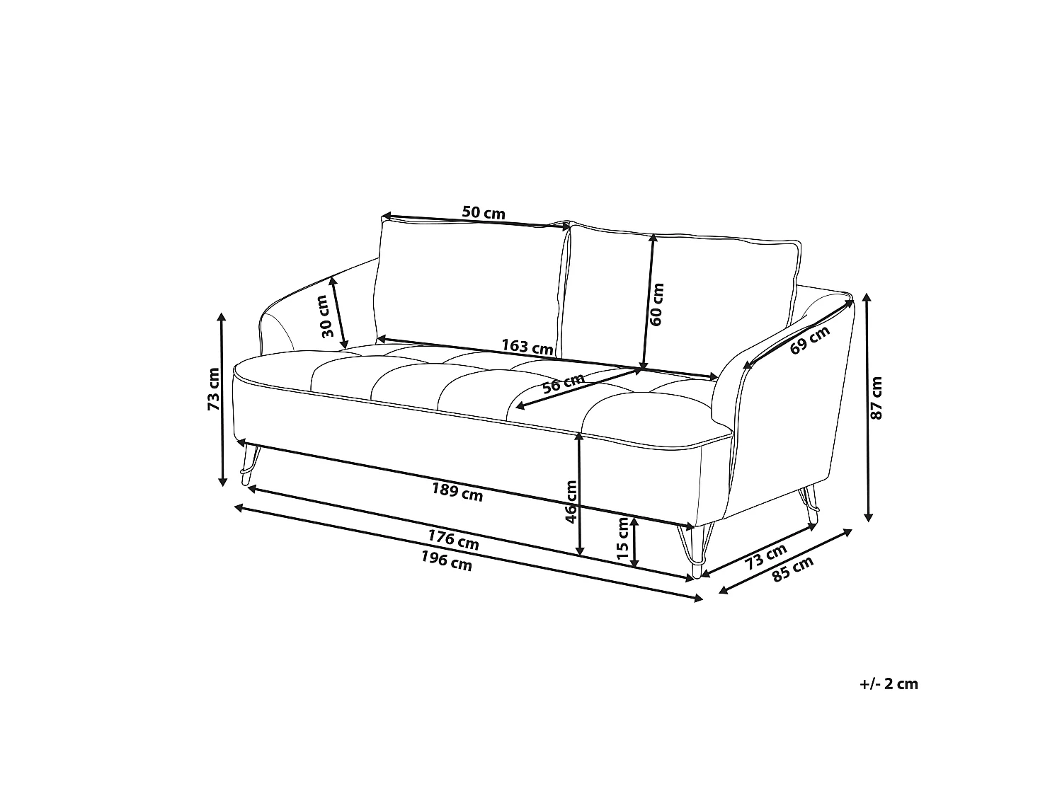 Sofa HOBRO Jasnobrązowy dla 3 osób