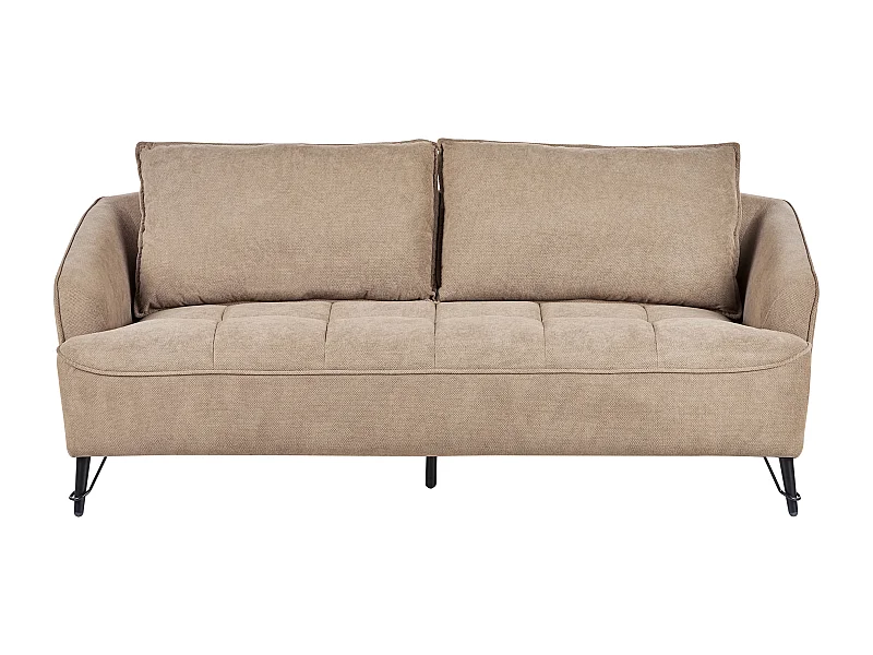 Sofa HOBRO Stoff Hellbraun 3-Sitzer