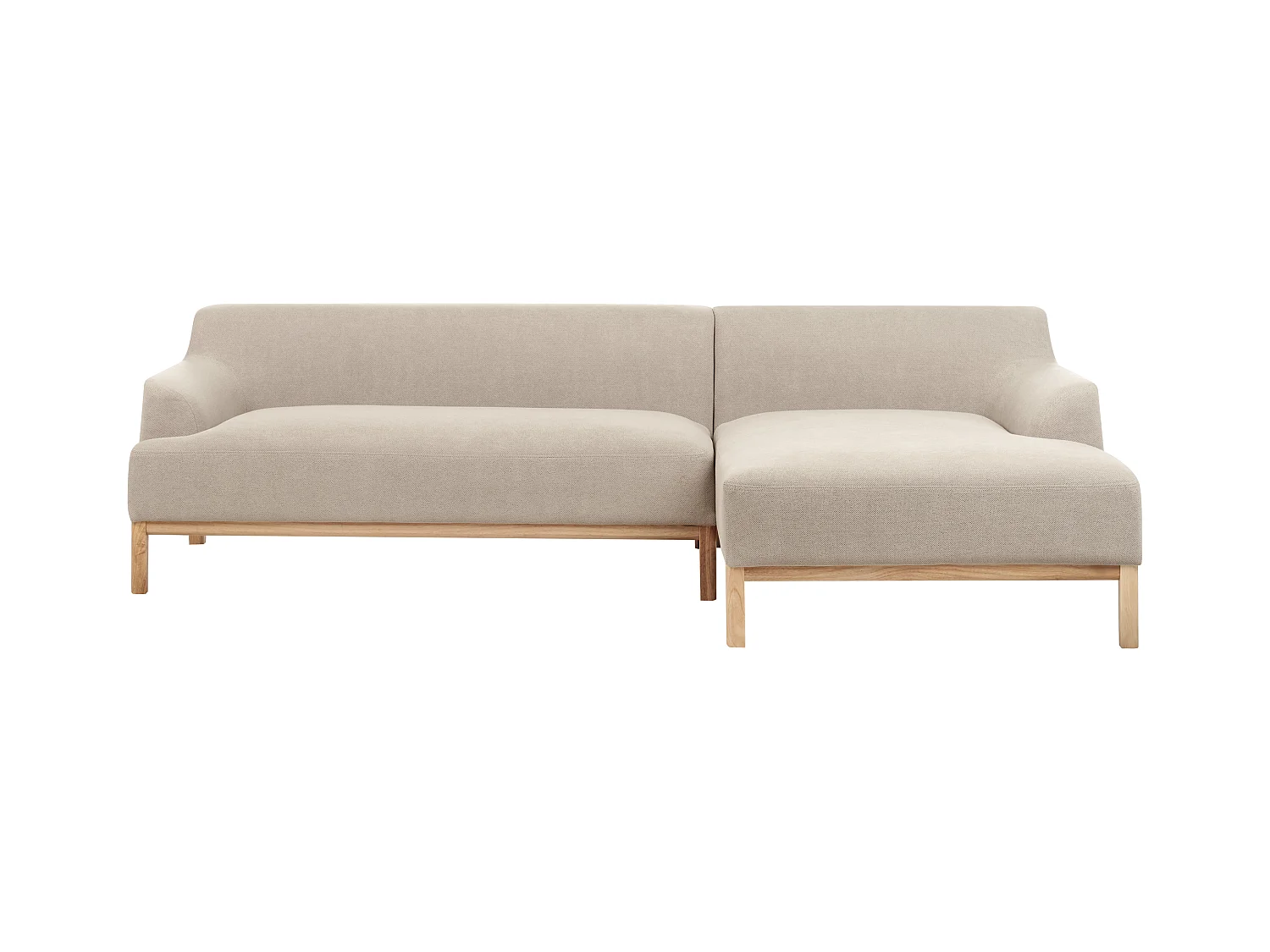 Canapé d'Angle à droite Pieds en Bois Meuble Coin de Salon en Tissu Polyester Taupe Sosjo