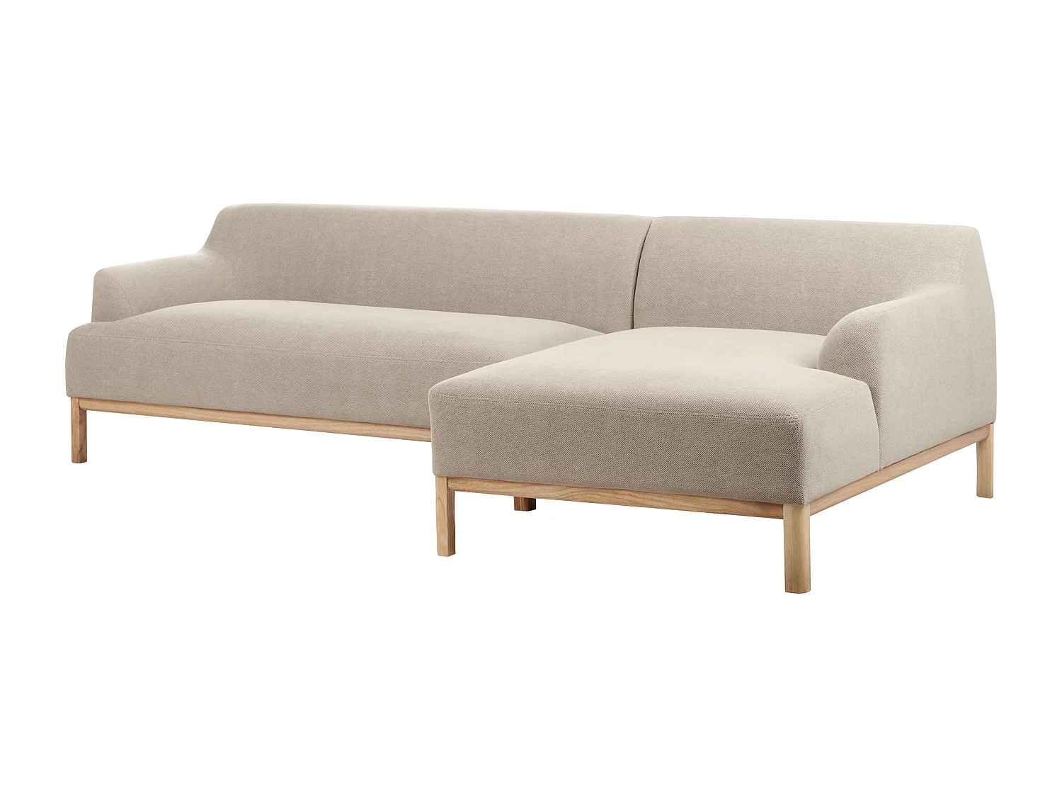 Canapé d'Angle à droite Pieds en Bois Meuble Coin de Salon en Tissu Polyester Taupe Sosjo