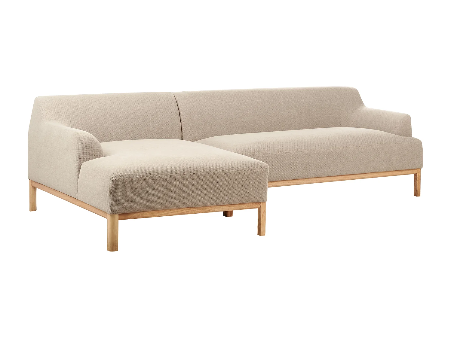 Canapé d'angle SOSJO Tissu Taupe 3 places Côté gauche