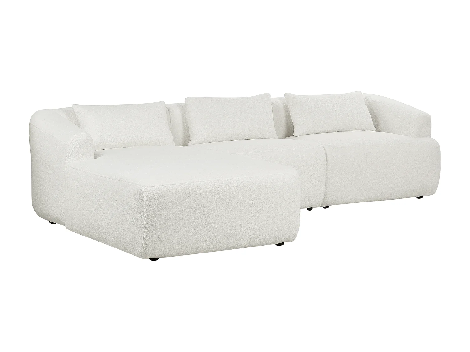 Canapé d'angle 3 places SVANSELE Bouclé Blanc cassé Côté droit