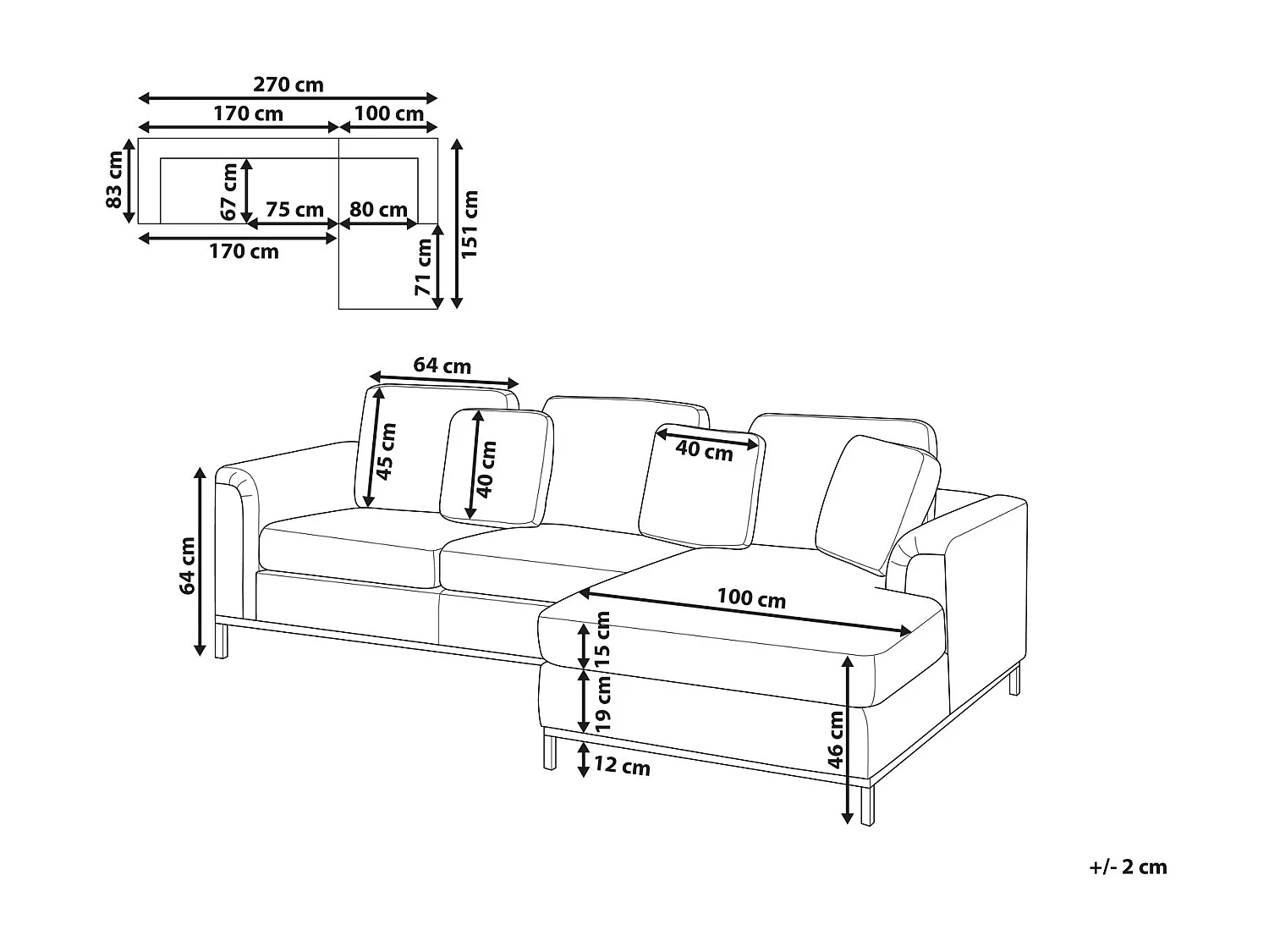 Modernes Ecksofa Bouclé Stoffbezug 3 Zierkissen weiß linksseitig Oslo