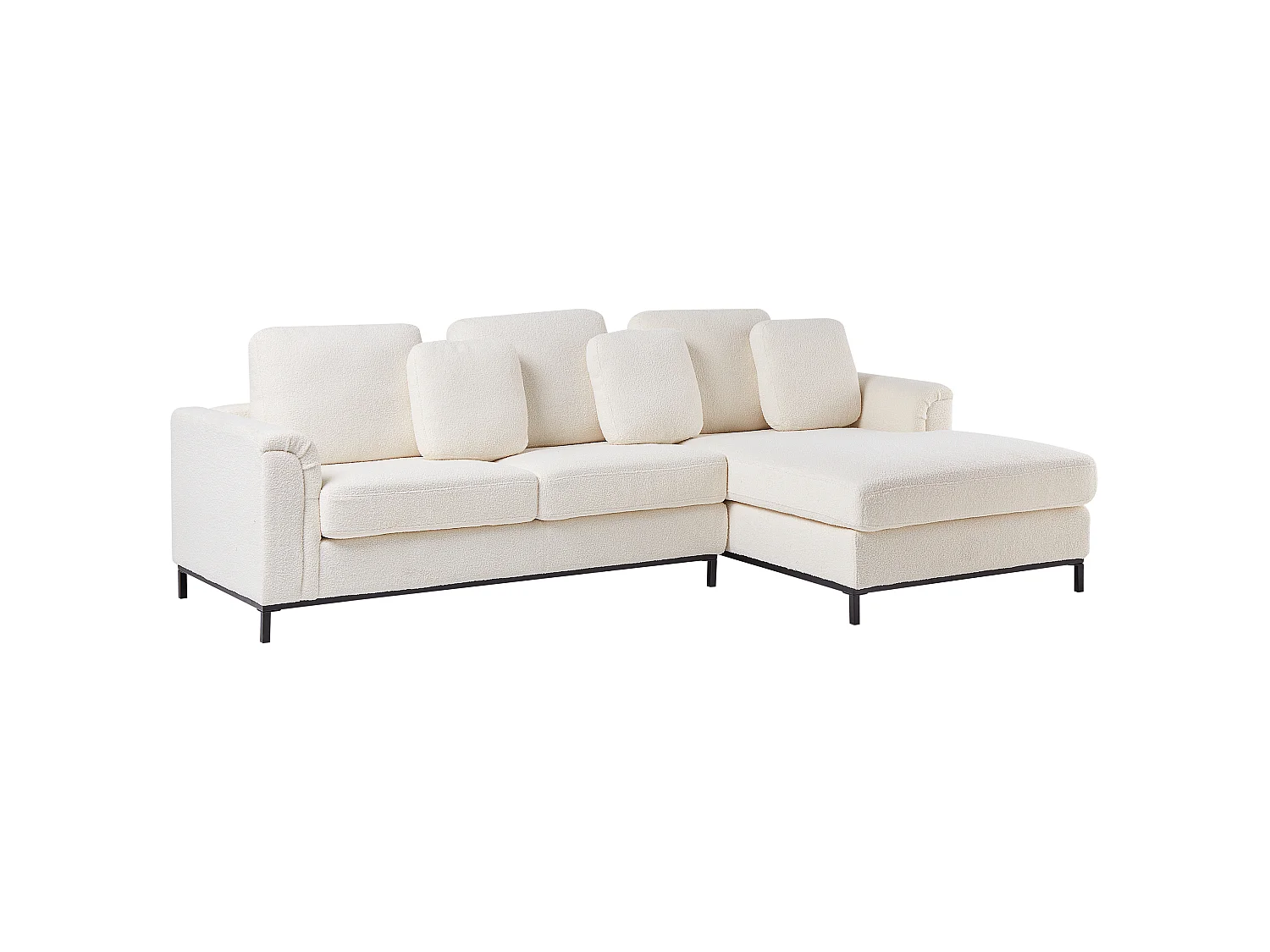 Canapé d'angle gauche 4 places en tissu blanc
